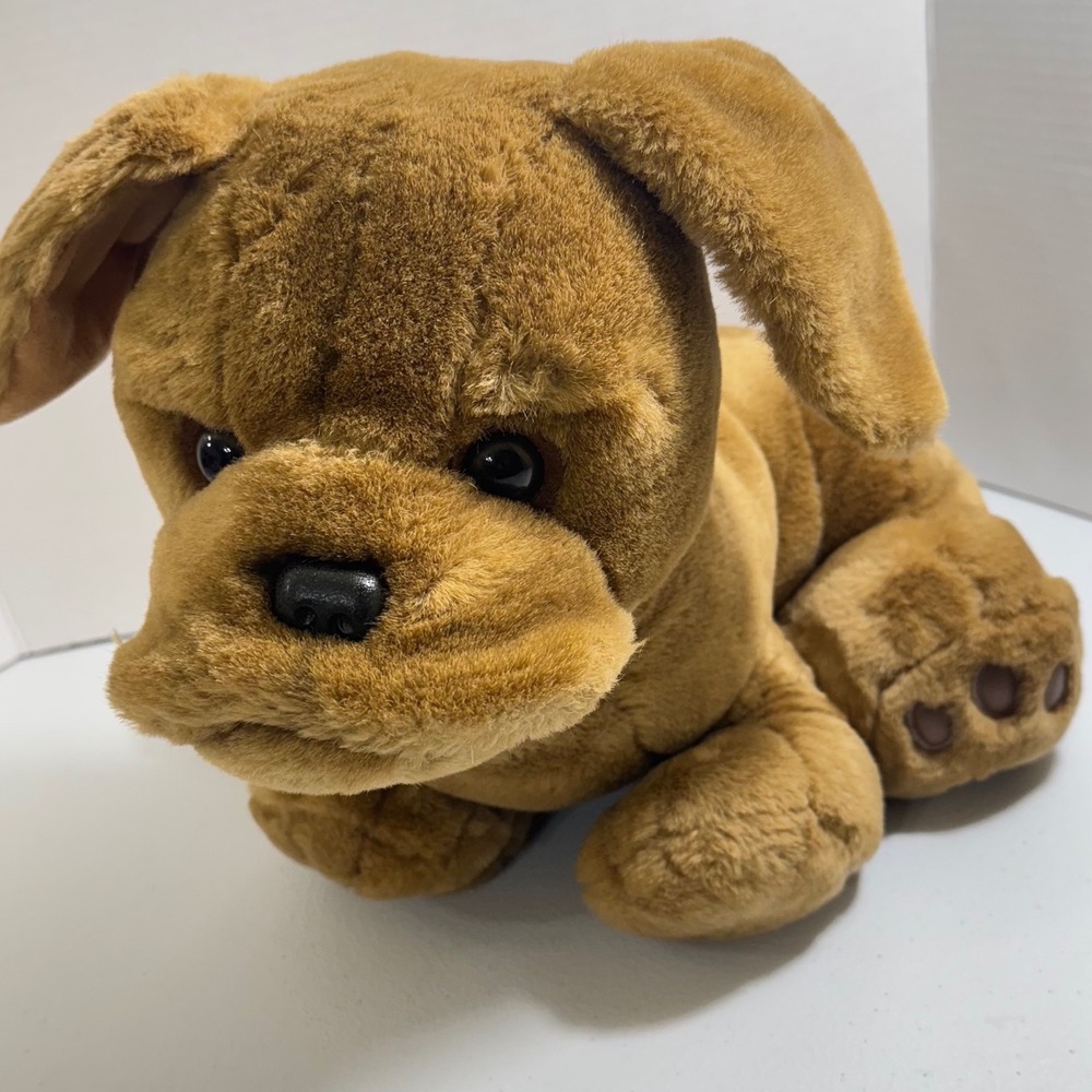 VTGβ 80s CHRISHIA Playful Plush Brown Dog Puppy Stuffed Animal Toy